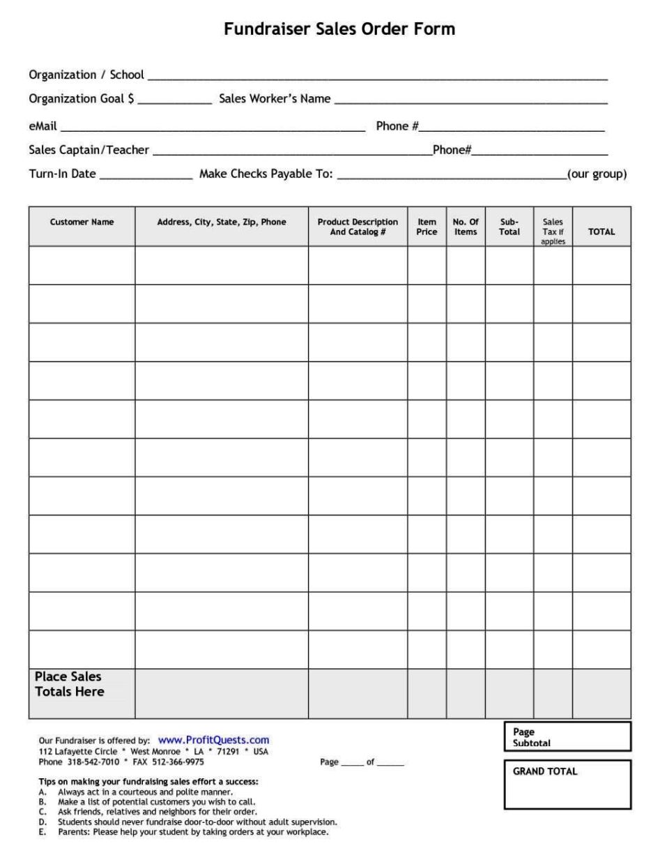 Tupperware fundraiser order form template